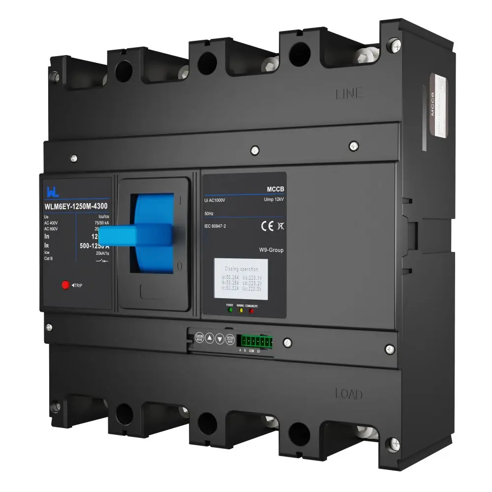 WLM6EY-1250A-3300 3P/4P liquid crystal type  MCCB 1250A electronic circuit breaker 400V/690V 3 Poles /4 Poles with Modbus RS485