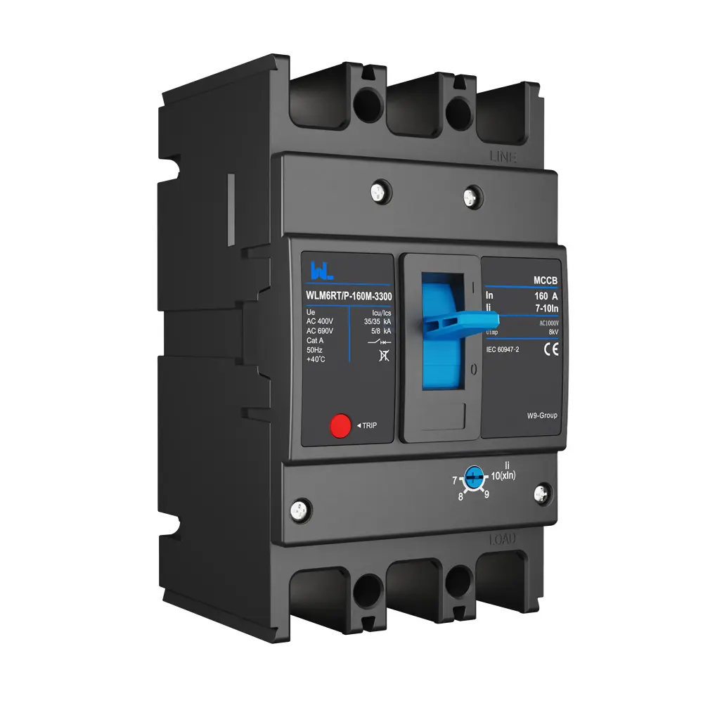 Adjustable Mccb WLM6RT-160A-3300 3P  WLM6RT Series thermal magnetic type mccb  400V/690V mccb 125A 3 Poles