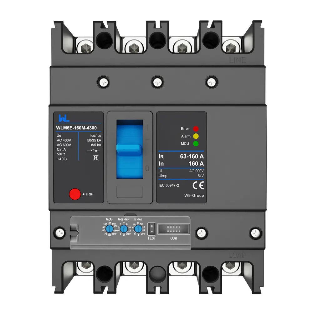 MCCB circuit breaker WLM6E-160A-3300 3P/4P WLM6E Series electronic circuit breaker lsig circuit breaker MCCB 125 A 3 Poles/4 Poles
