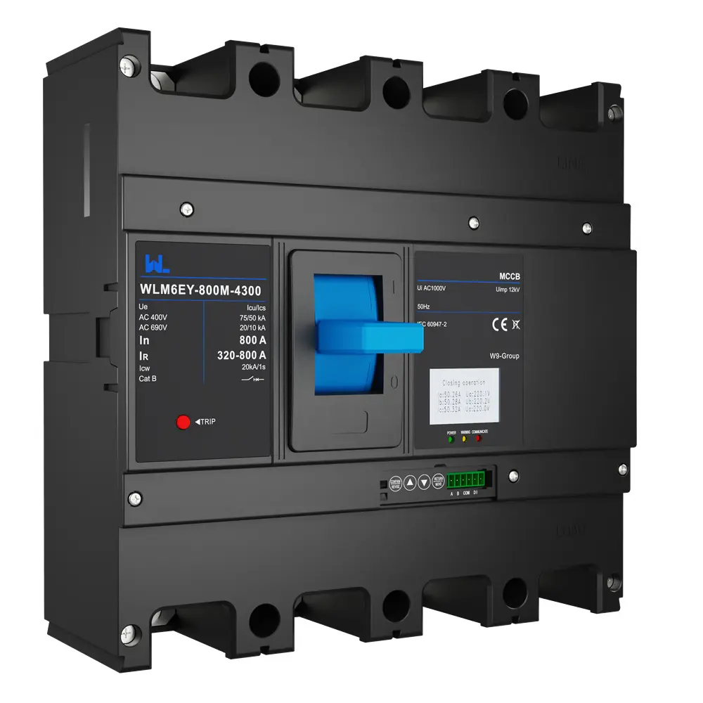 WLM6EY-800A-3300 3P/4P WLM6E Series electronic type circuit breaker 400V/690V 800 amp 3 Poles/4 Poles built in lsig molded case breaker with Modbus RS485