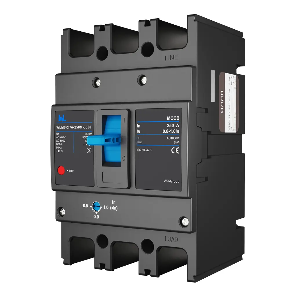 Adjustable Mccb WLM6RT-250A-3300 3P/4P  WLM6RT Series industrial thermal magnetic type circuit breaker 400V/690V mccb 250A 3/4 Poles