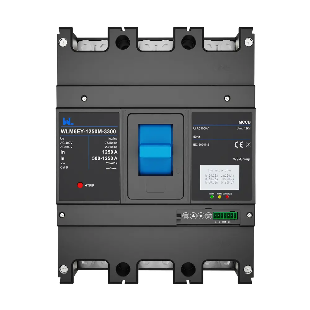 WLM6EY-1250A-3300 3P/4P liquid crystal type  MCCB 1250A electronic circuit breaker 400V/690V 3 Poles /4 Poles with Modbus RS485
