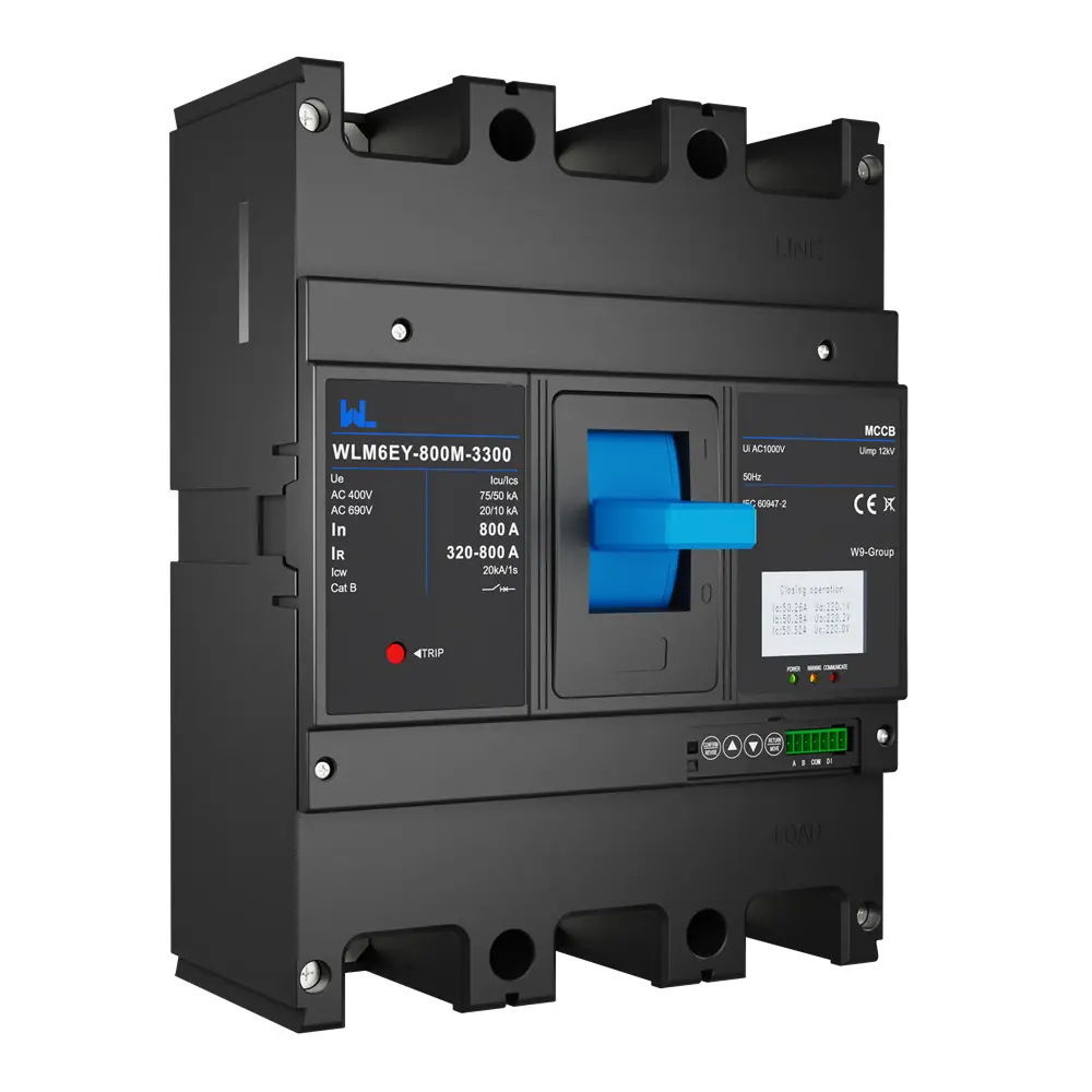 WLM6EY-800A-3300 3P/4P WLM6E Series electronic type circuit breaker 400V/690V 800 amp 3 Poles/4 Poles built in lsig molded case breaker with Modbus RS485