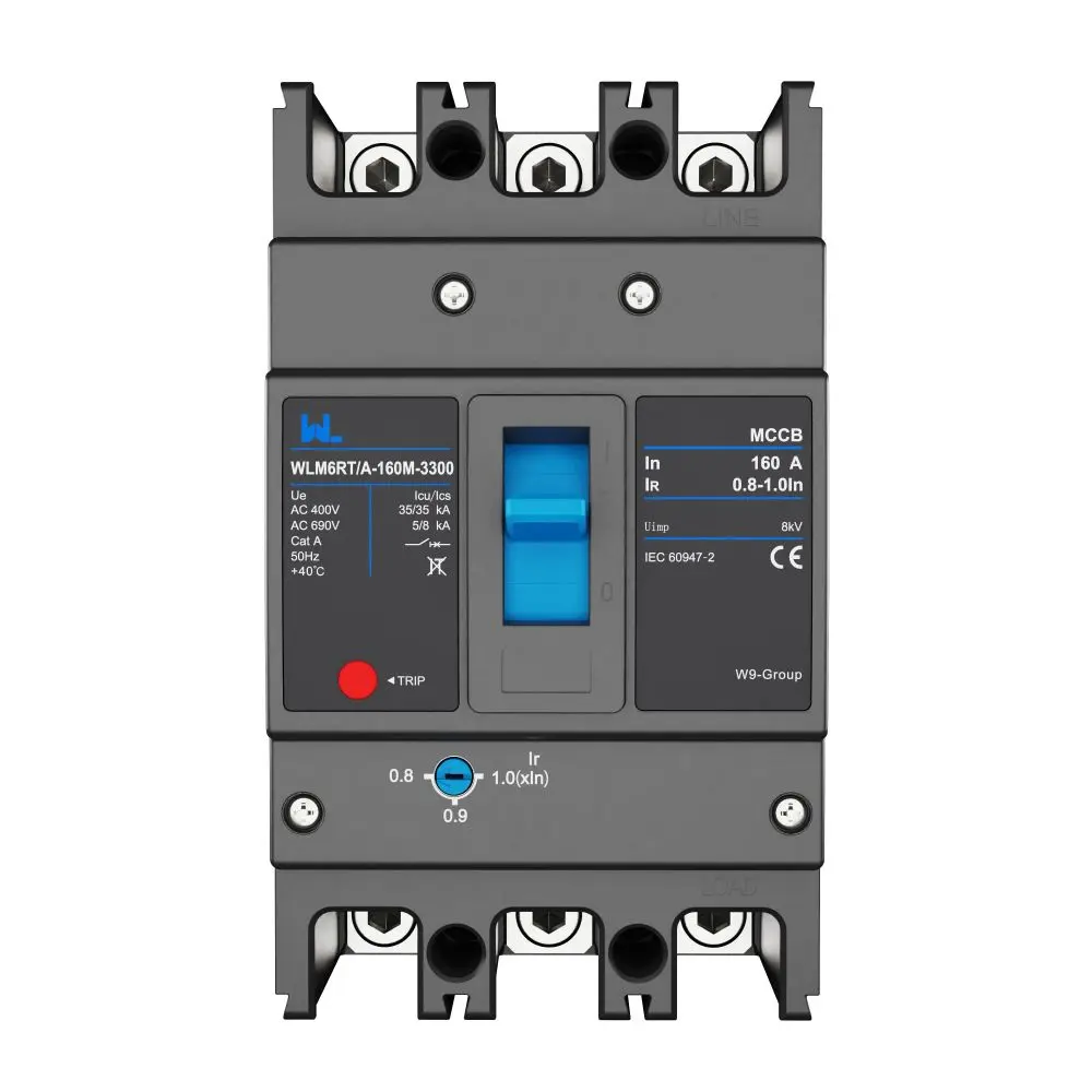 Adjustable Mccb WLM6RT-160A-3300 3P  WLM6RT Series thermal magnetic type mccb  400V/690V mccb 125A 3 Poles