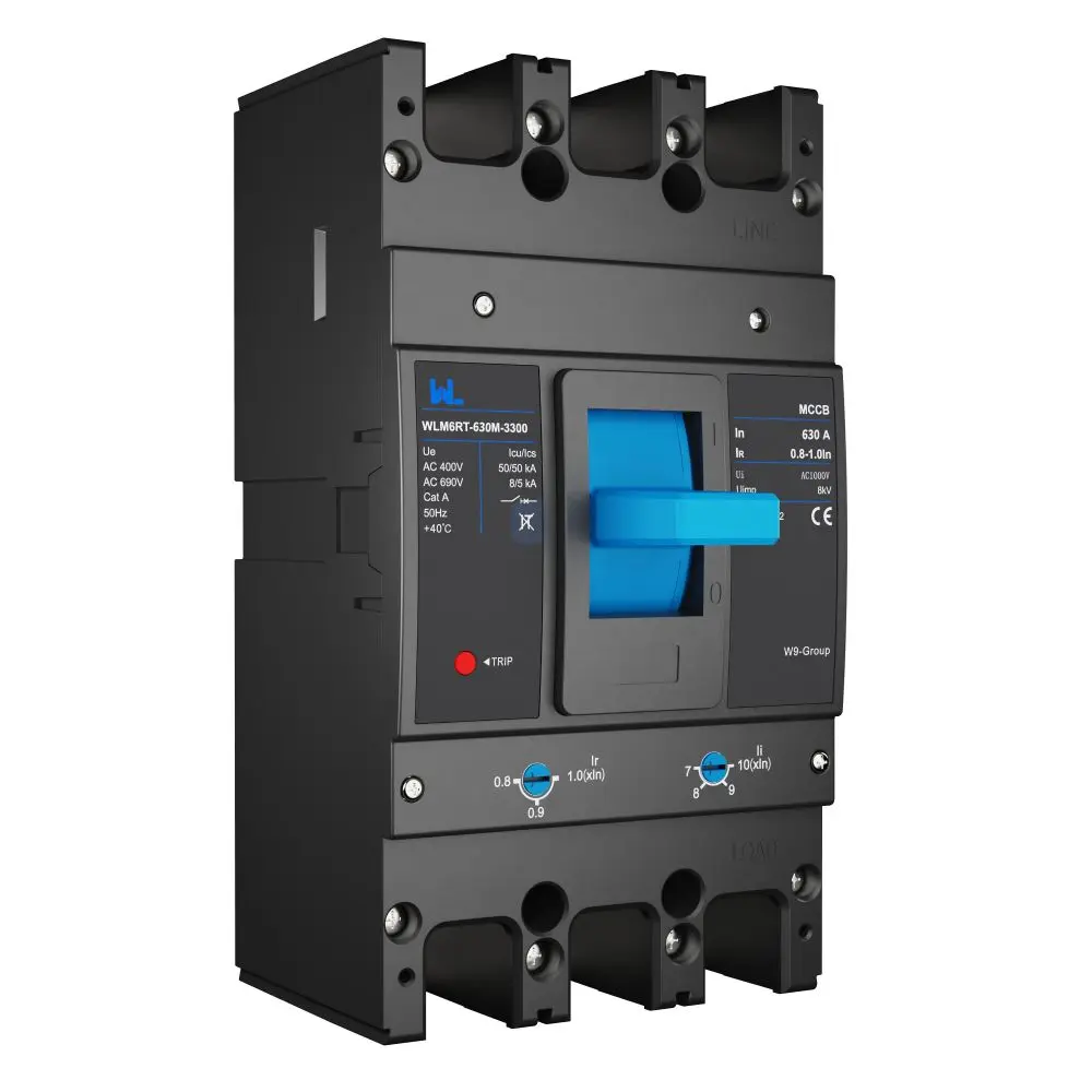 Adjustable Mccb WLM6RT-630A-3300 3P  WLM6RT Series thermal magnetic type  400V/690V mccb 630A 3 Poles