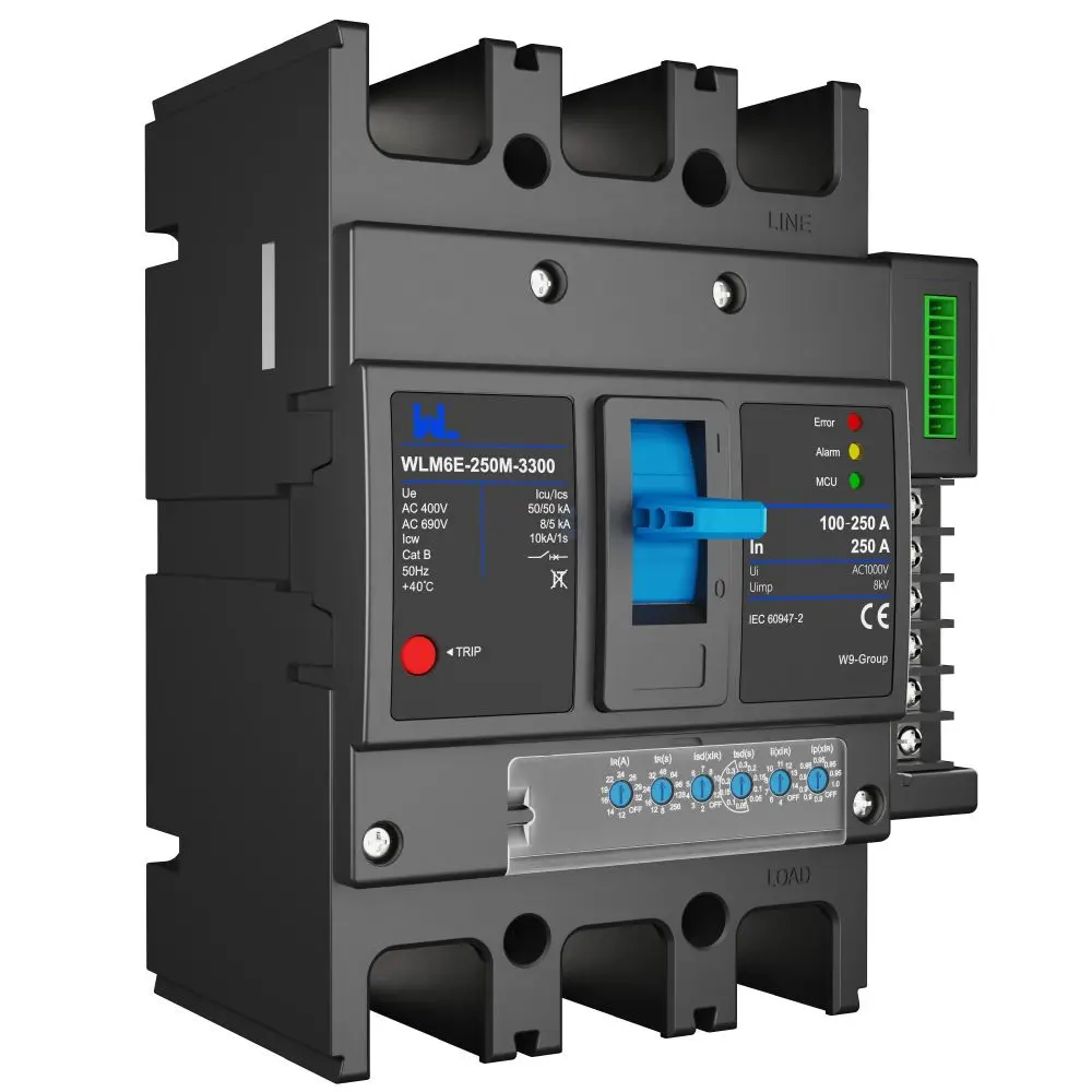 MCCB circuit breaker WLM6E-250A-3300 3P/4P WLM6E Series electronic circuit breaker Molded Case Circuit Breaker 400V/690V MCCB 250A 3/4 poles with modbus RS485